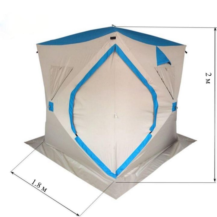 Палатка для рыбалки КУБ бежево / синяя
