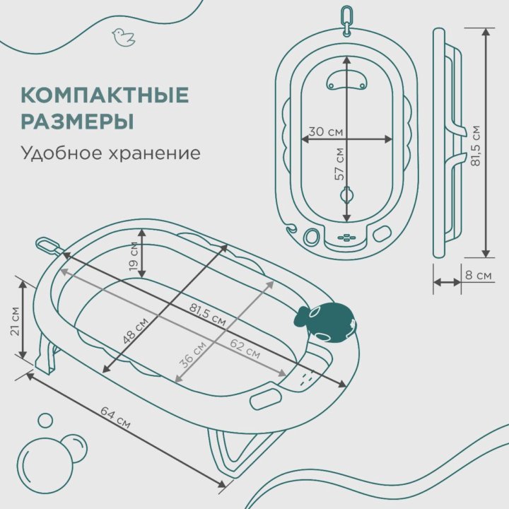 Детская ванночка складная с термометром