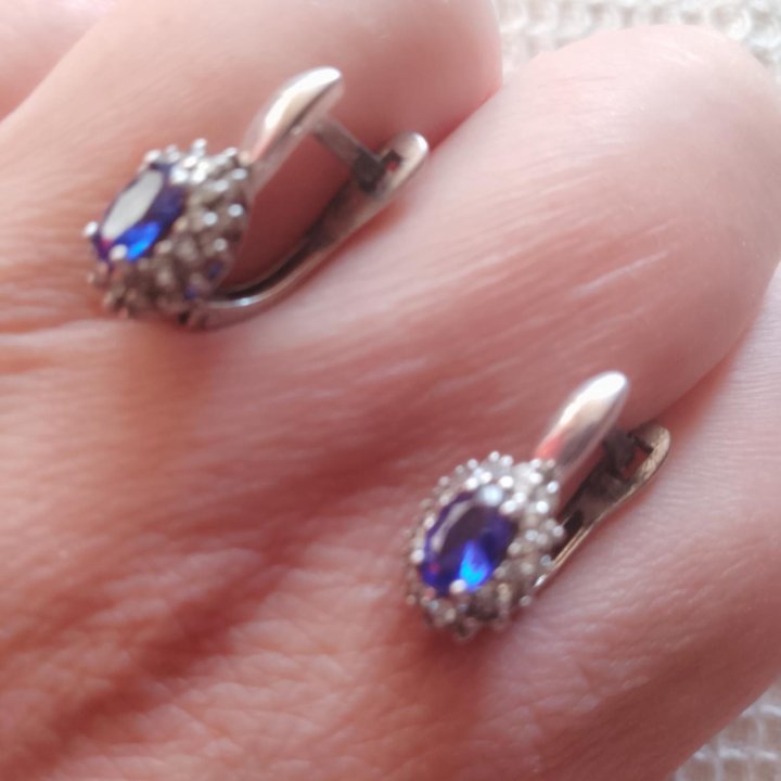 Серьги серебро Малинка