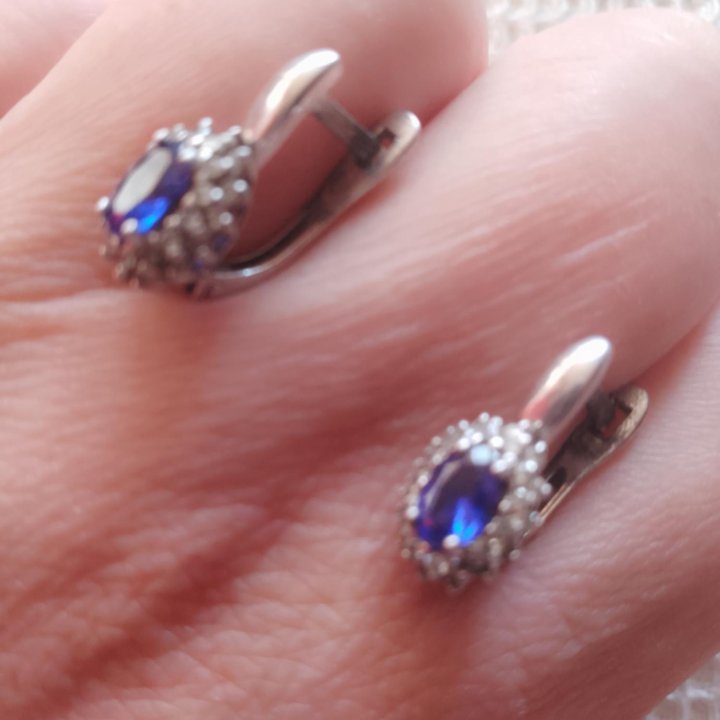 Серьги серебро Малинка