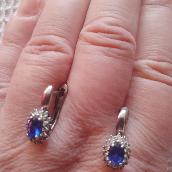 Серьги серебро Малинка