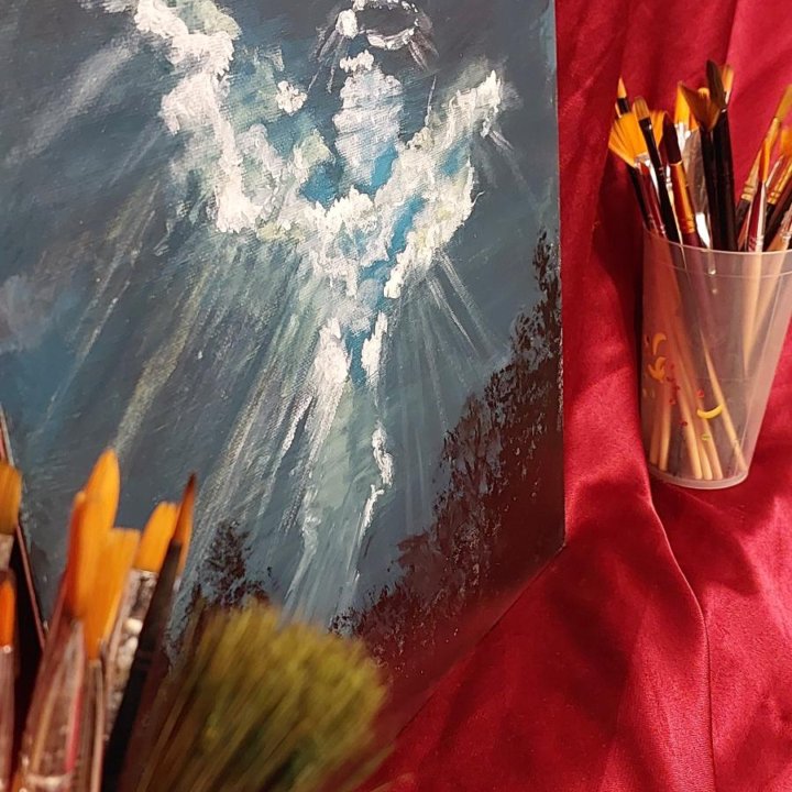 Картина проф. акриловыми красками ангел небо