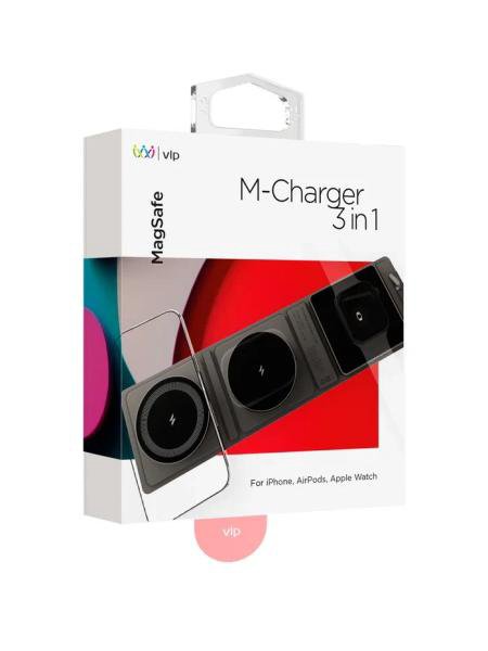 Беспроводная зарядная станция VLP MagSafe M-Charger 3in1 для Apple iPhone/AirPods/Watch Black