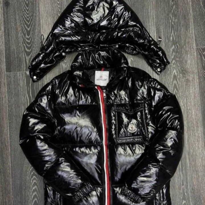 Пуховик глянцевый moncler (нат. пух) унисекс