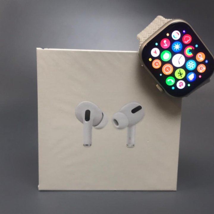 Комплект AirPods pro+Apple Watch 9 silver