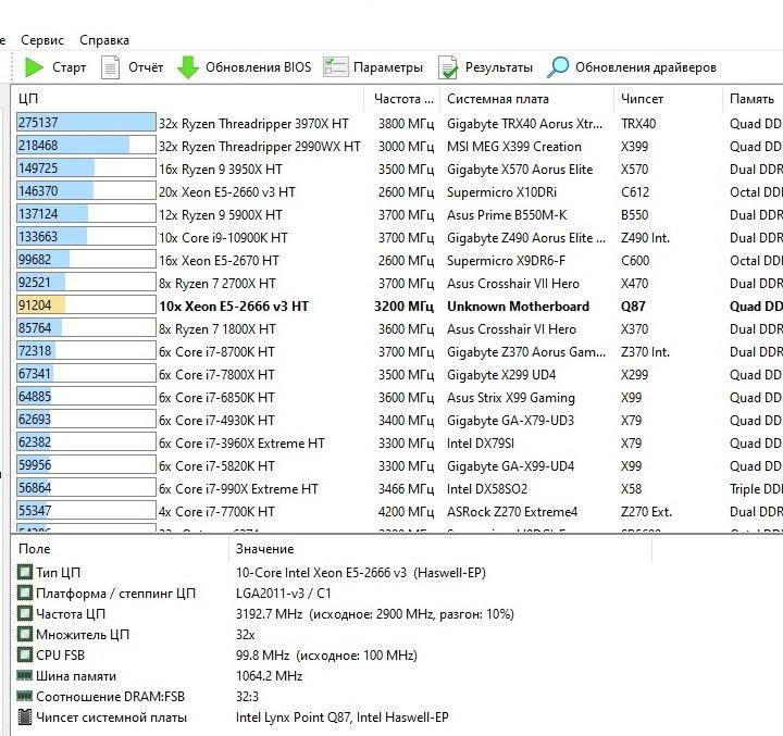 Комплект: Мат. плата X99, E5-2666v3, 16Gb DDR4