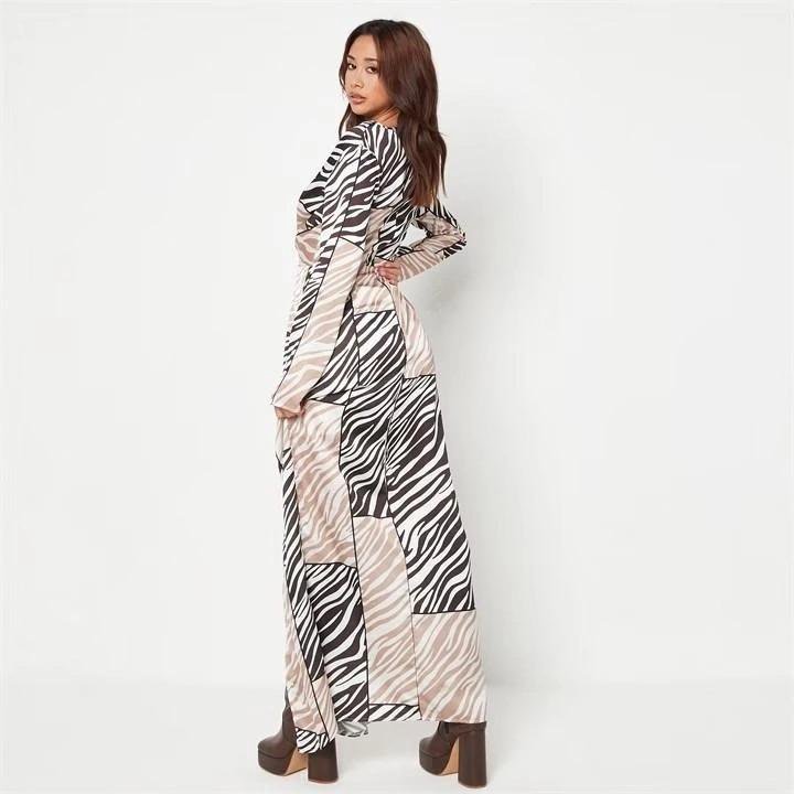 Платье Animal Print V Neck Wrap Front Maxi Dress