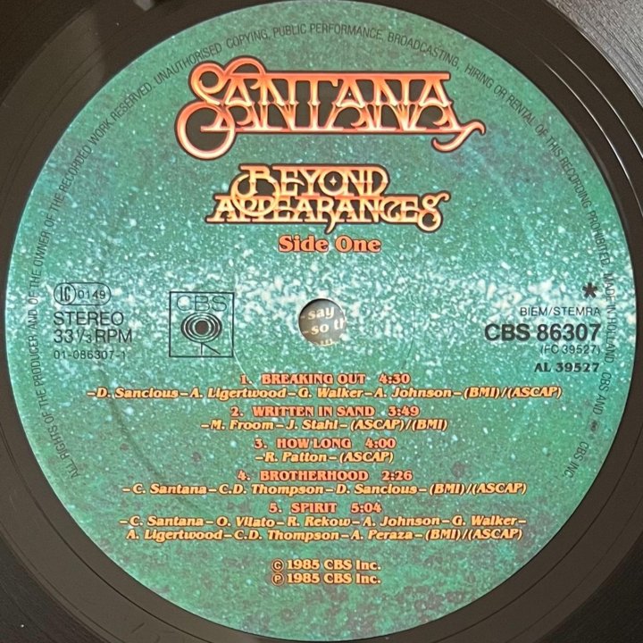 Santana – Beyond Appearances 1985 Lp