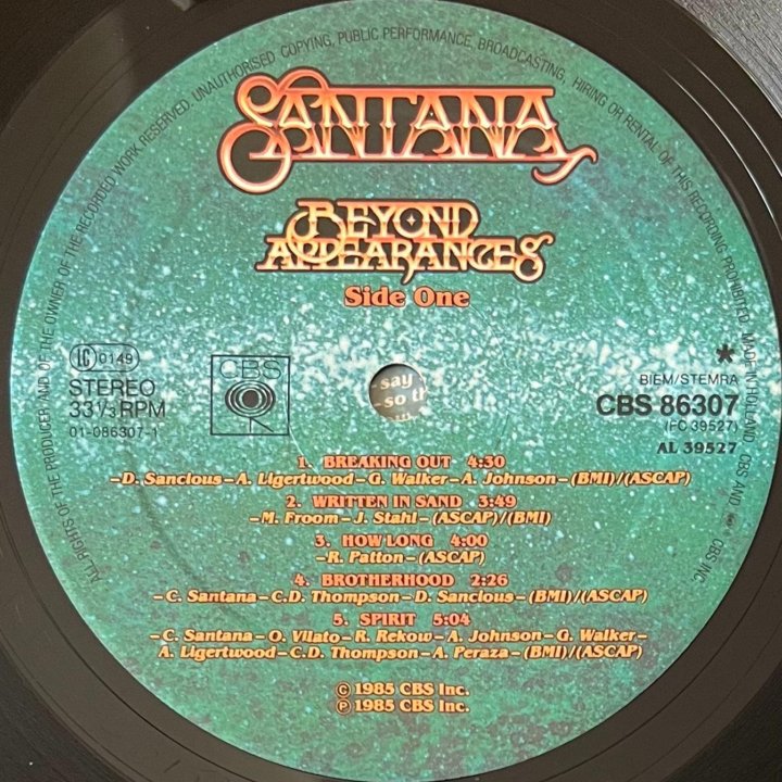 Santana – Beyond Appearances 1985 Lp