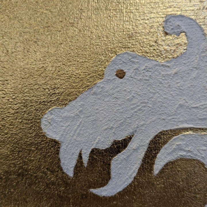 Картина Дракон белый на золотом, 20х30