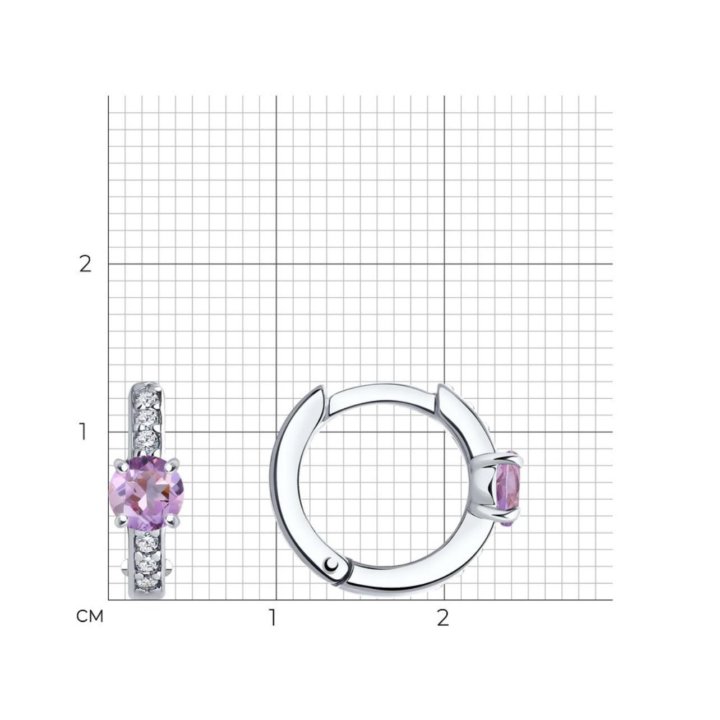 Sokolov серебряные серьги с аметистами и фианитами