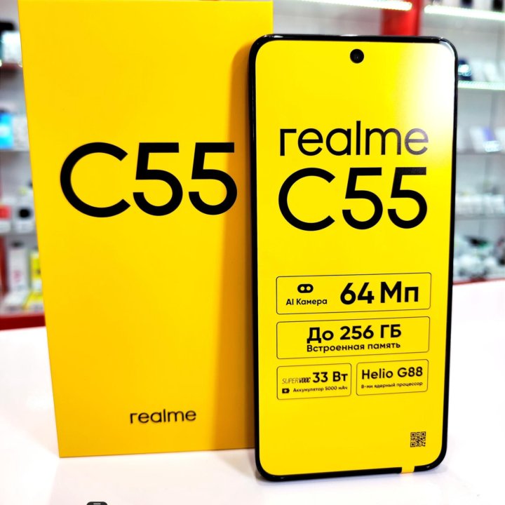Realme C55, 6/128 ГБ Black Новый с Гарантией!