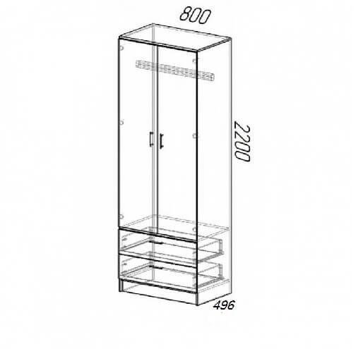 Двухстворчатый шкаф “Дуэт” 800 Разные цвета