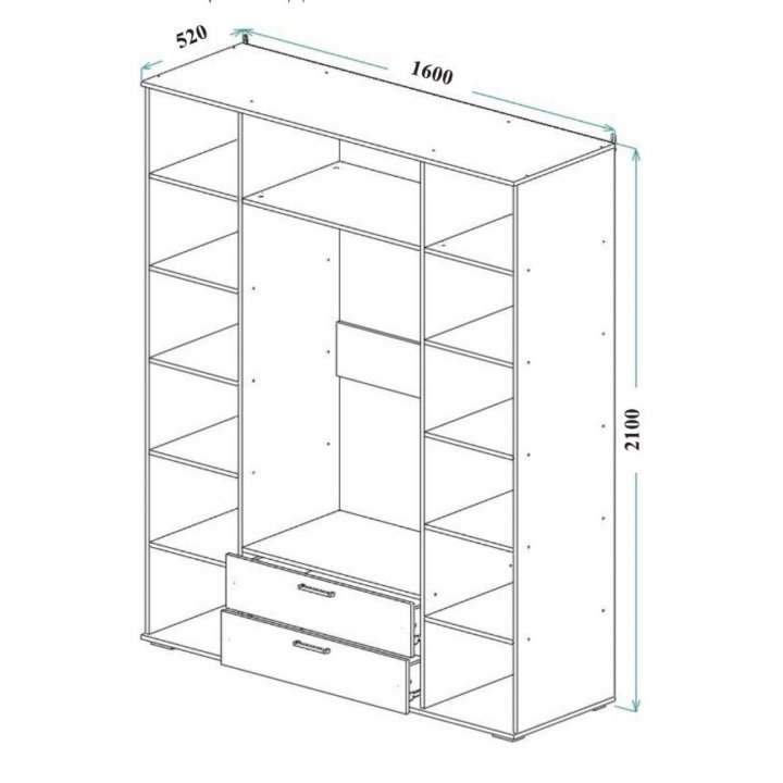 Новый шкаф с ящиками 1600*2100 мм