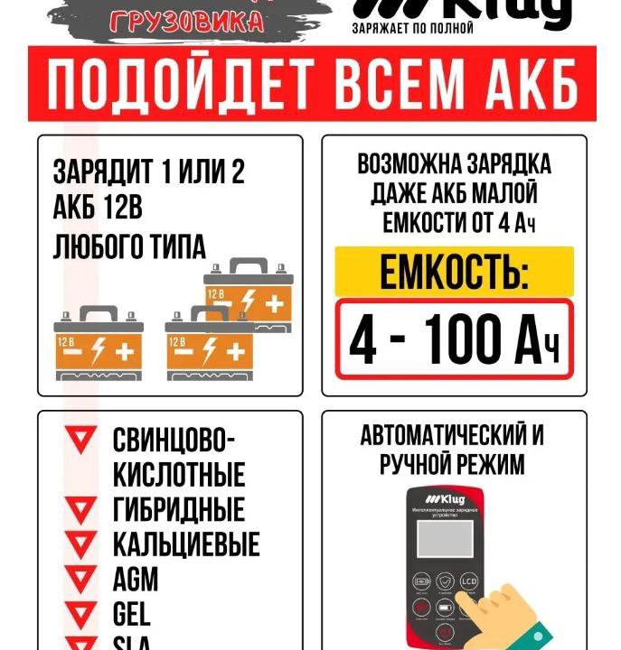 Зарядное устройство для АКБ автомобиля 12В/24В-8А