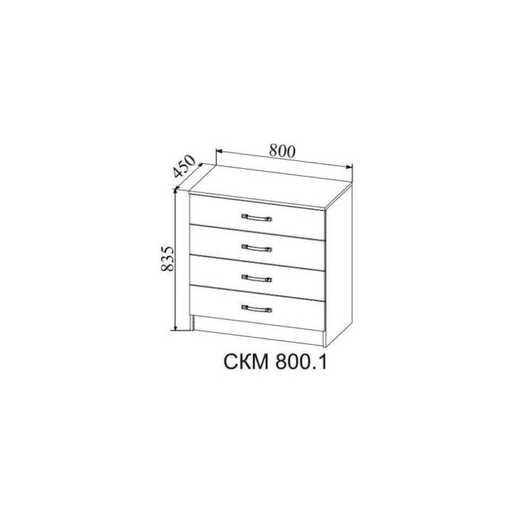 Комод Софи СКМ800.1, 4 ящика, дуб сонома/белый