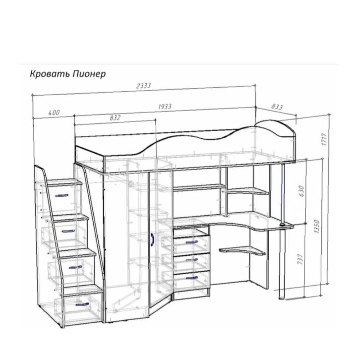 Кровать чердак Пионер