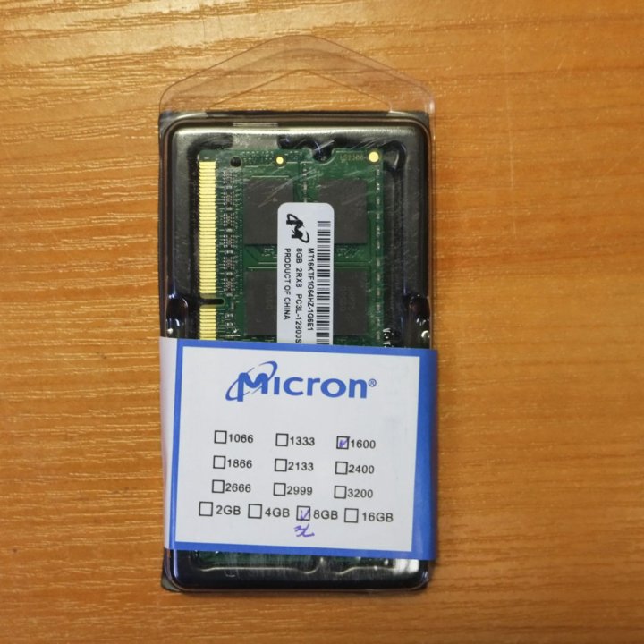 Новый модуль памяти Micron 8Гб DDR3L 1600Мгц