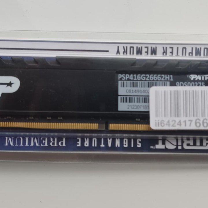 ПродаюПамять для компа Patriot DDR4 2666мгц 1*16гб