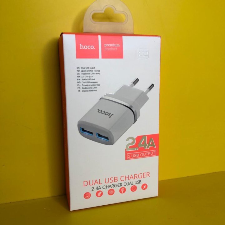 Блок питания с двойным USB HOCO C12