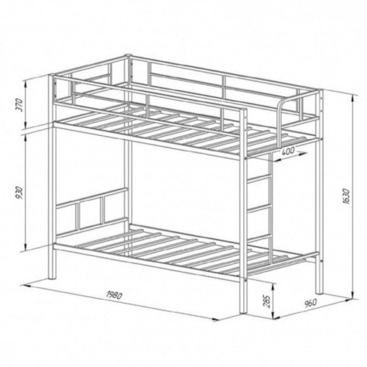 Двухъярусная кровать металлическая