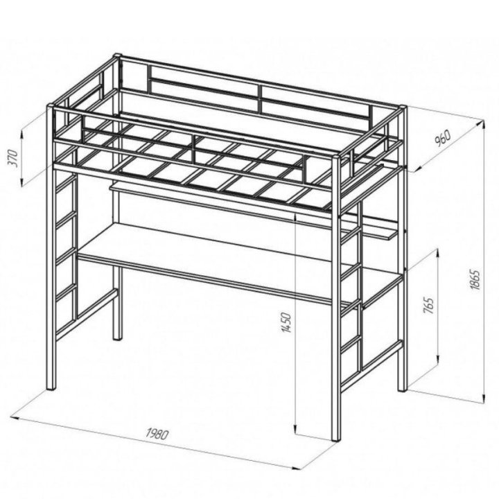 Металлическая кровать-чердак