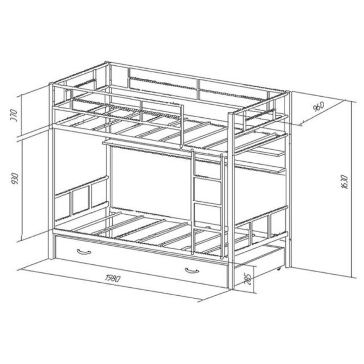Двухъярусная кровать металлическая