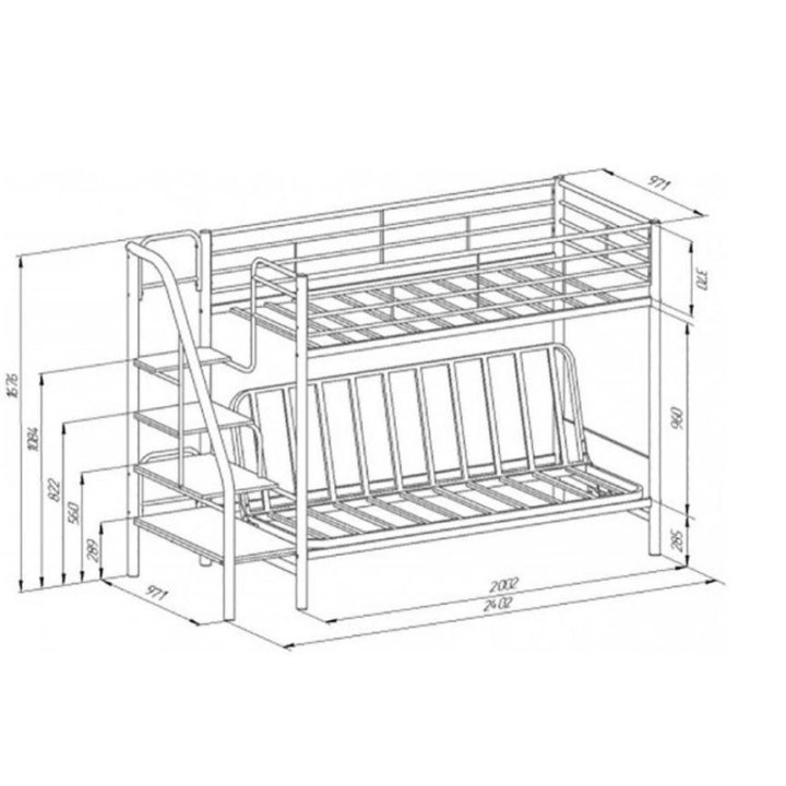 Двухъярусная кровать с раскладным диваном