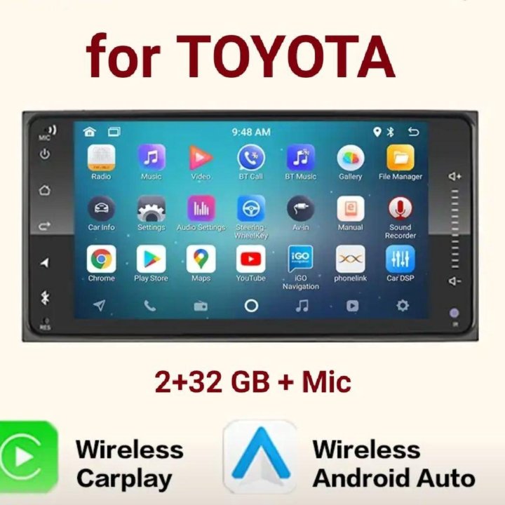 Магнитола Android + Carplay for Toyota 2/32G