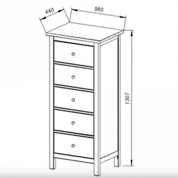 Комод с 5 ящиками белый Кантри(Хемнэс) 131x58х44