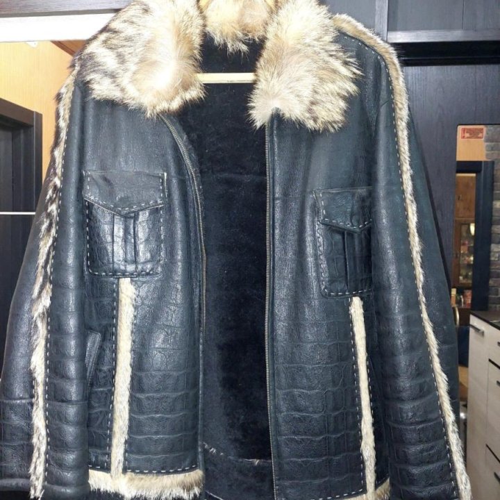 Мужская зимняя куртка кожа с мехом