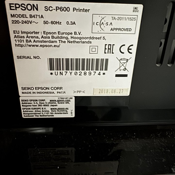 Принтер epson SC-P600 Printer model B471A