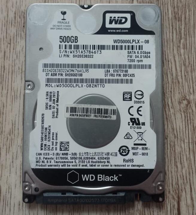 Новый жесткий диск для ноутбука WD 500GB