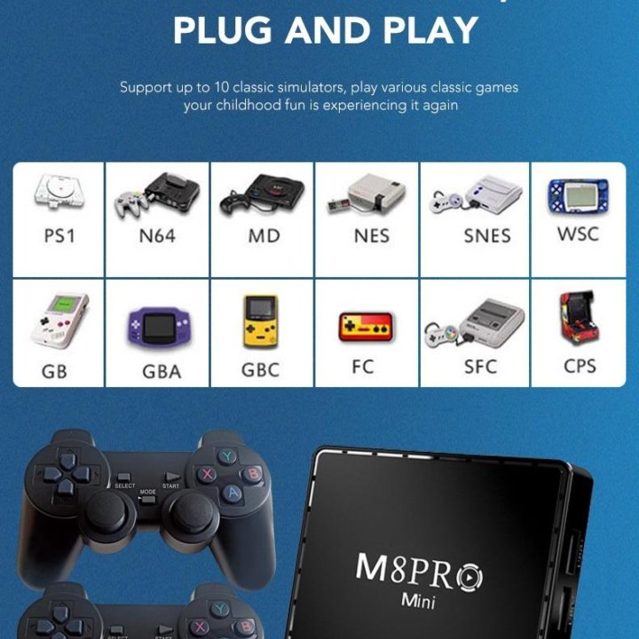 Игровая приставка M8 Pro mini + Android TV (12.1)