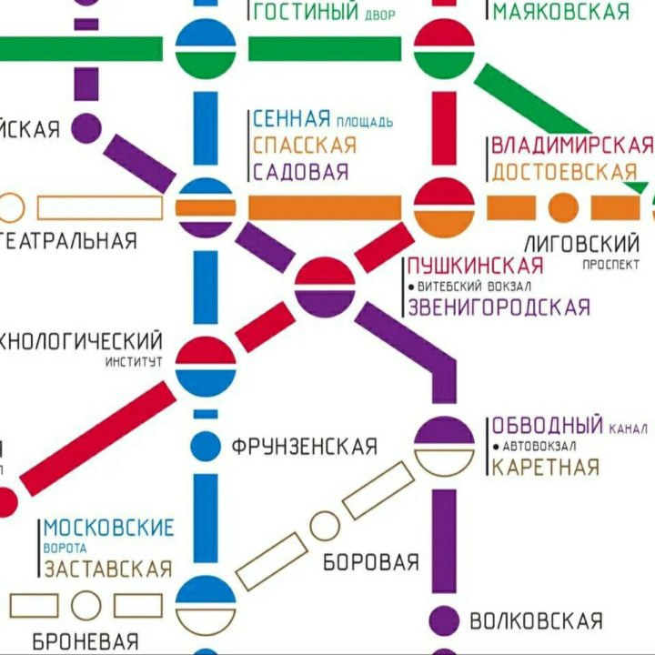 Схема линий метро Санкт-Петербурга (своя, 2024)