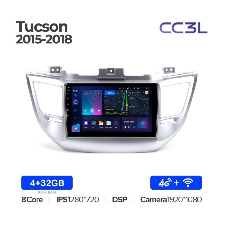 Магнитола Teyes CC3L на Hyundai Tuscon 2015-2018