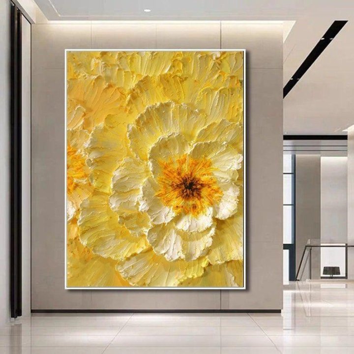 Картина маслом желтый цветок Текстурная картина