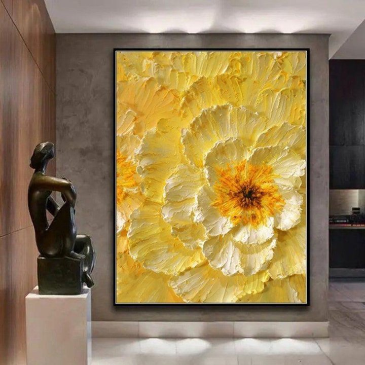 Картина маслом желтый цветок Текстурная картина