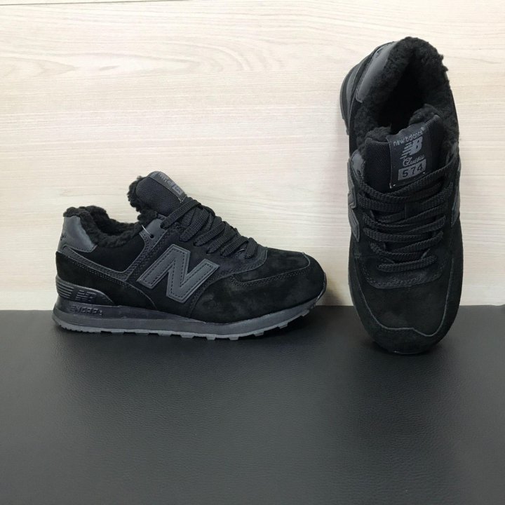 Кроссовки New Balance 574 зимние черные