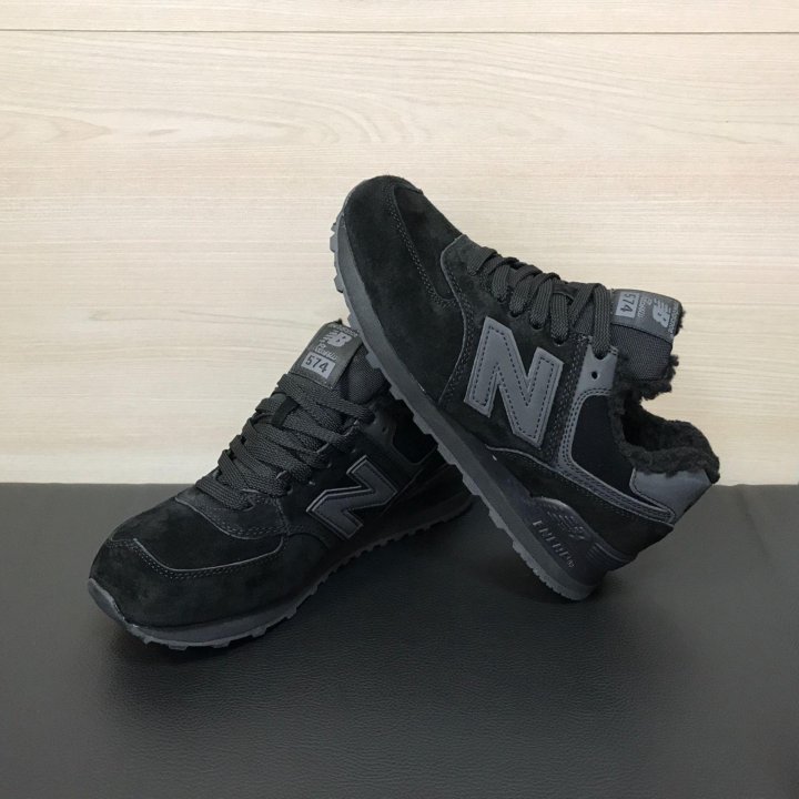 Кроссовки New Balance 574 зимние черные