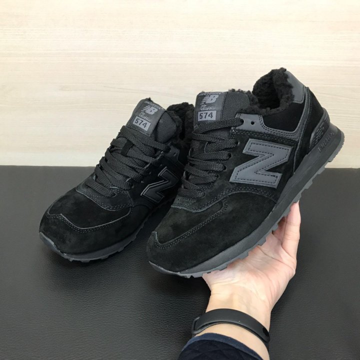 Кроссовки New Balance 574 зимние черные