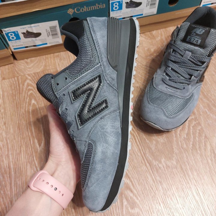 Кроссовки мужские New Balance 574 серые замшевые