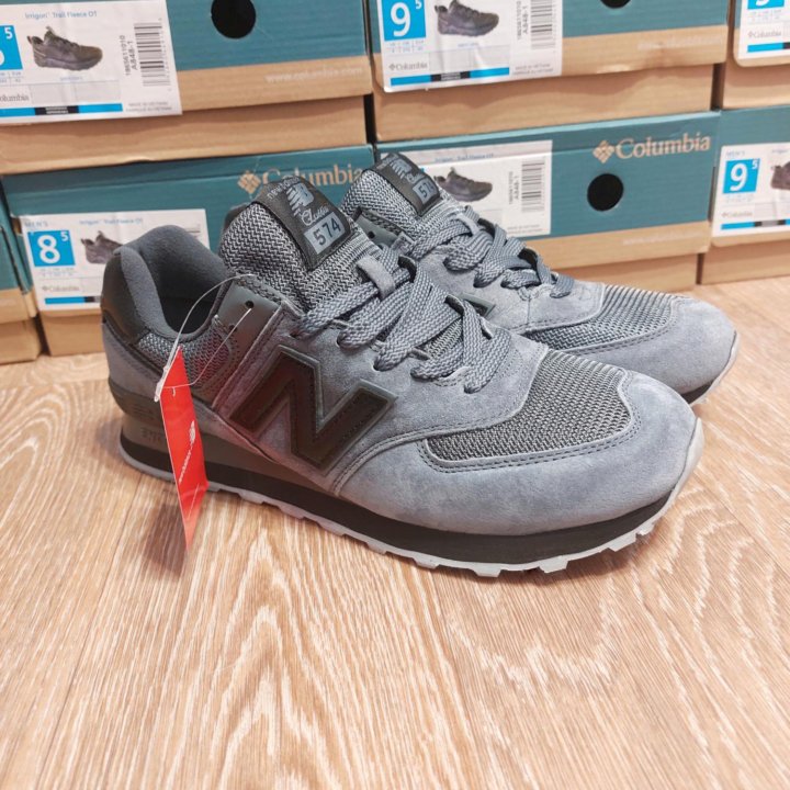 Кроссовки мужские New Balance 574 серые замшевые