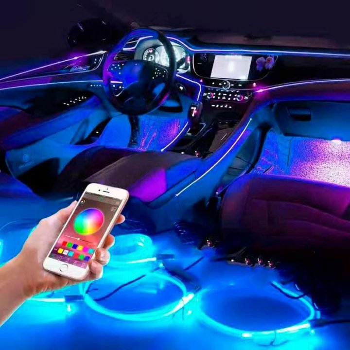 Неон в авто, RGB разноцветный , неоновая подсветка салона 2 метра