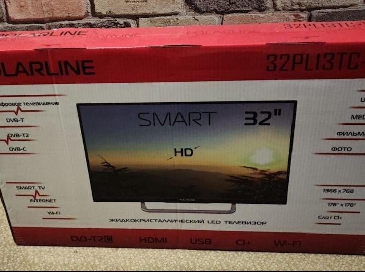 Телевизор Smart tv Polarline. Новый
