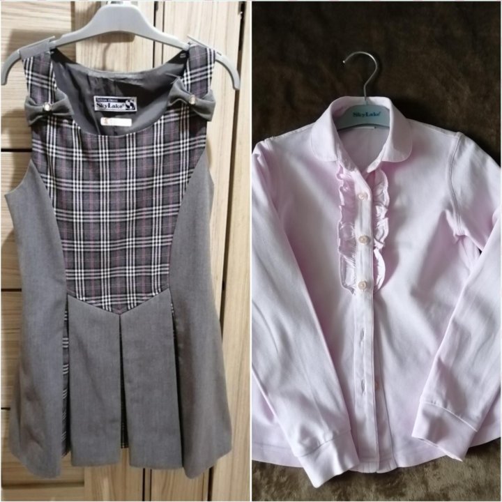 Платье школьное skylake + рубашка 128