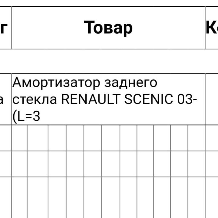 Амортизатор заднего стекла RENAULT SCENIC 03- L=3