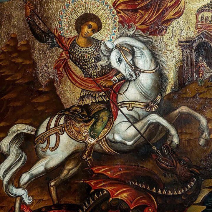 Красивая живописная икона «Георгий Победоносец»