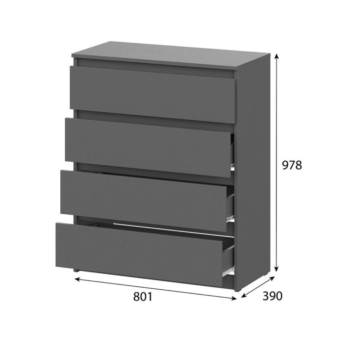 Комод с ящиками КМ 4 Денвер  графит