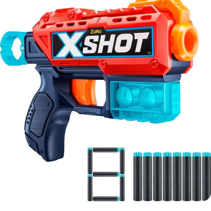 Бластер X-shot с мягкими пулями 8 шт. Новый